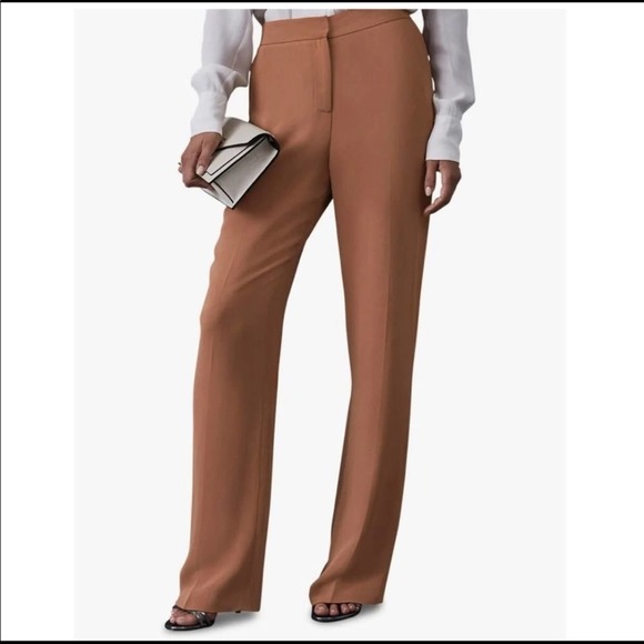 Reiss Nuria Trouser Slacks Rust Wide Leg Pants 10 - Picture 13 of 16